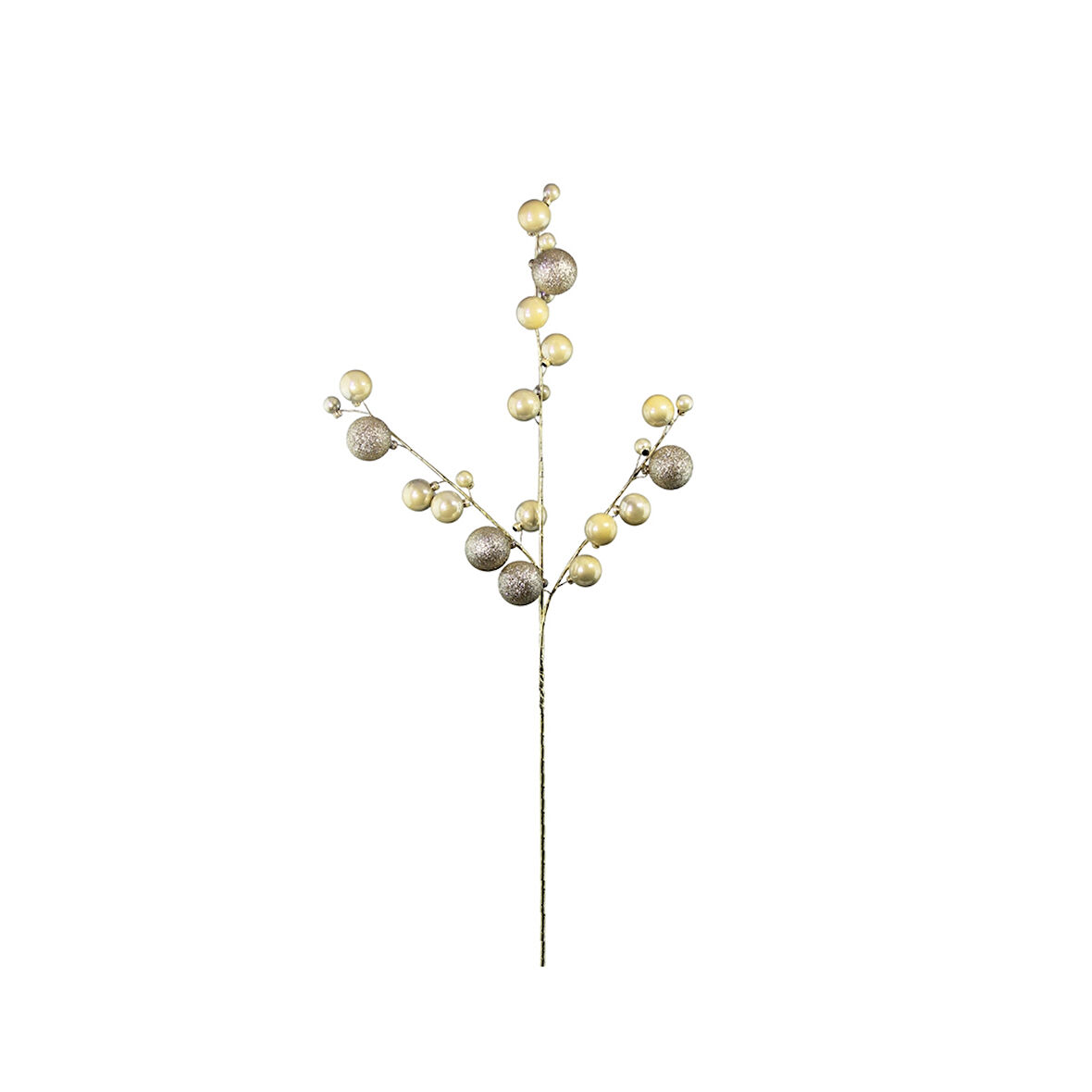 Yılbaşı Süsü Sedef Toplu Dal Şampanya 70 cm