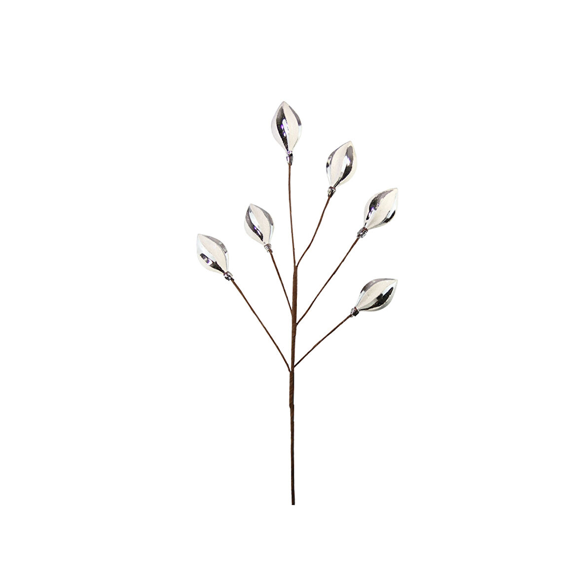 Yılbaşı Süsü Konik Dal Gümüş Beyaz 65 cm