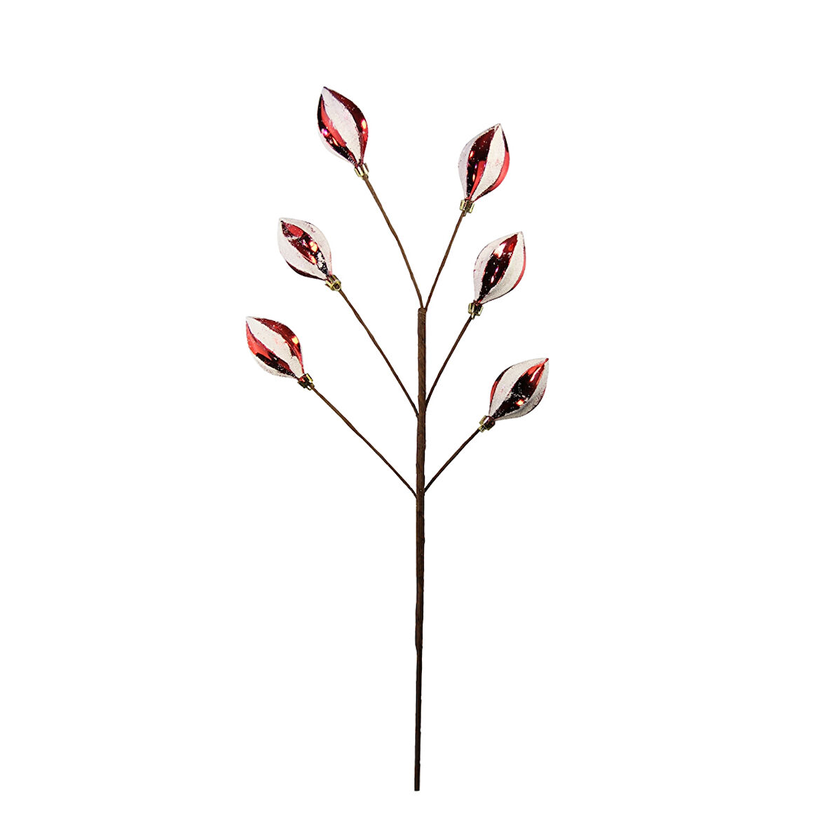 Yılbaşı Süsü Konik Dal Kırmızı Beyaz 60 cm