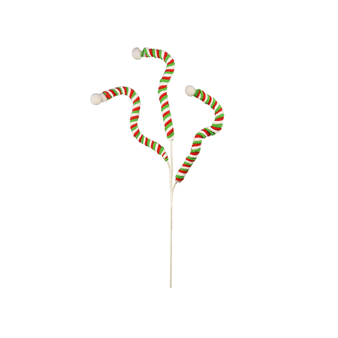 Yılbaşı Süsü Floklu Spiral Dal Kırmızı Yeşil Beyaz 90 cm