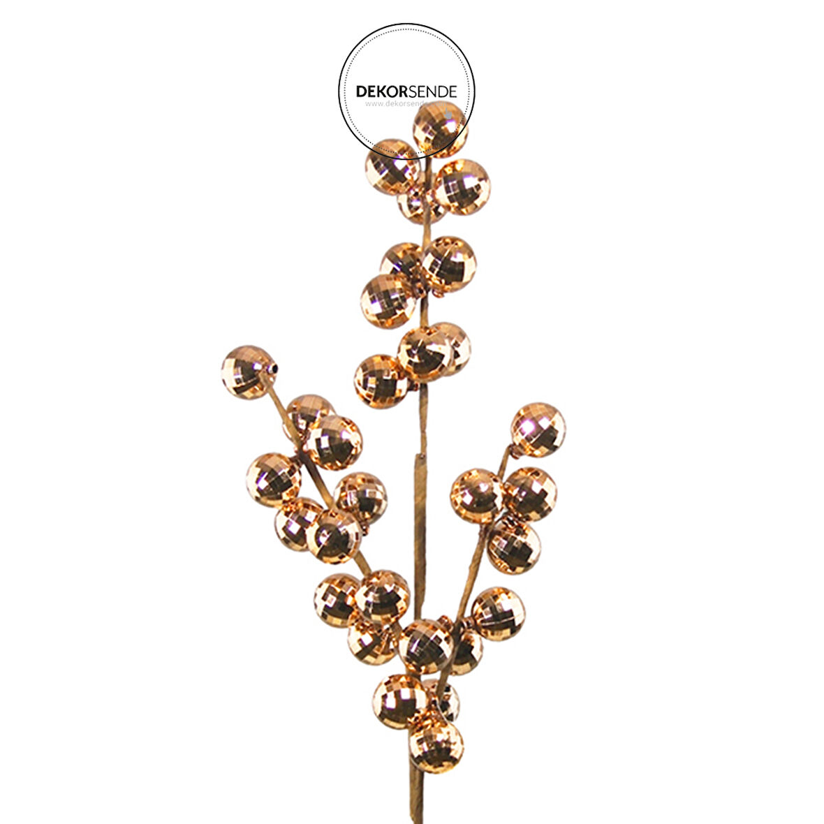 Yılbaşı Süsü Disko Toplu Dal Şampanya 70 cm