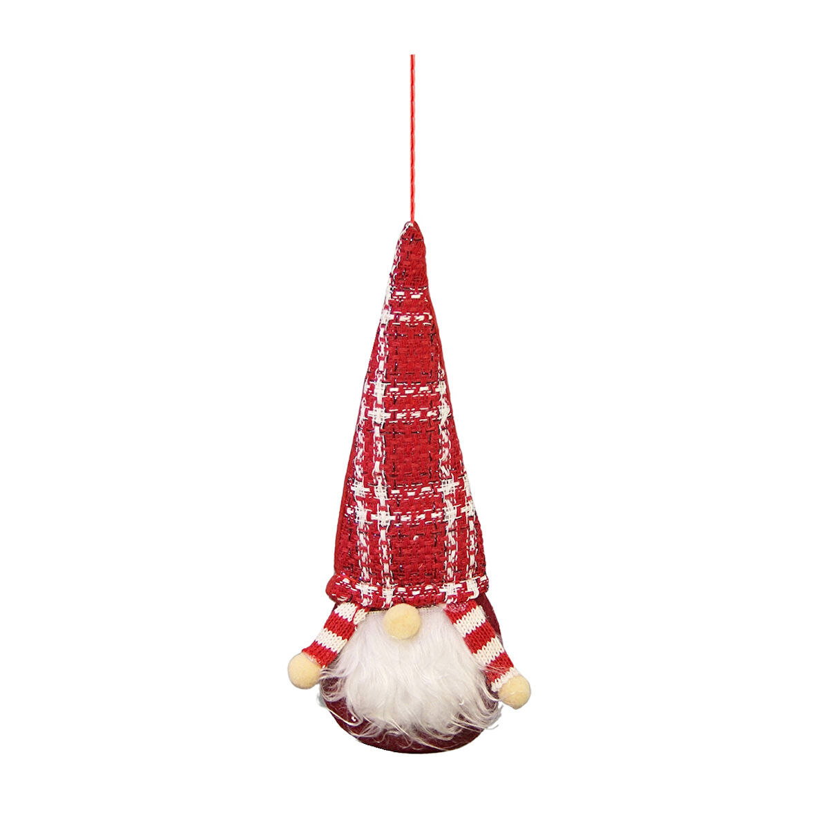 Yılbaşı Süsü Çizgili Asmalı Noel Baba Kırmızı Beyaz 35 cm