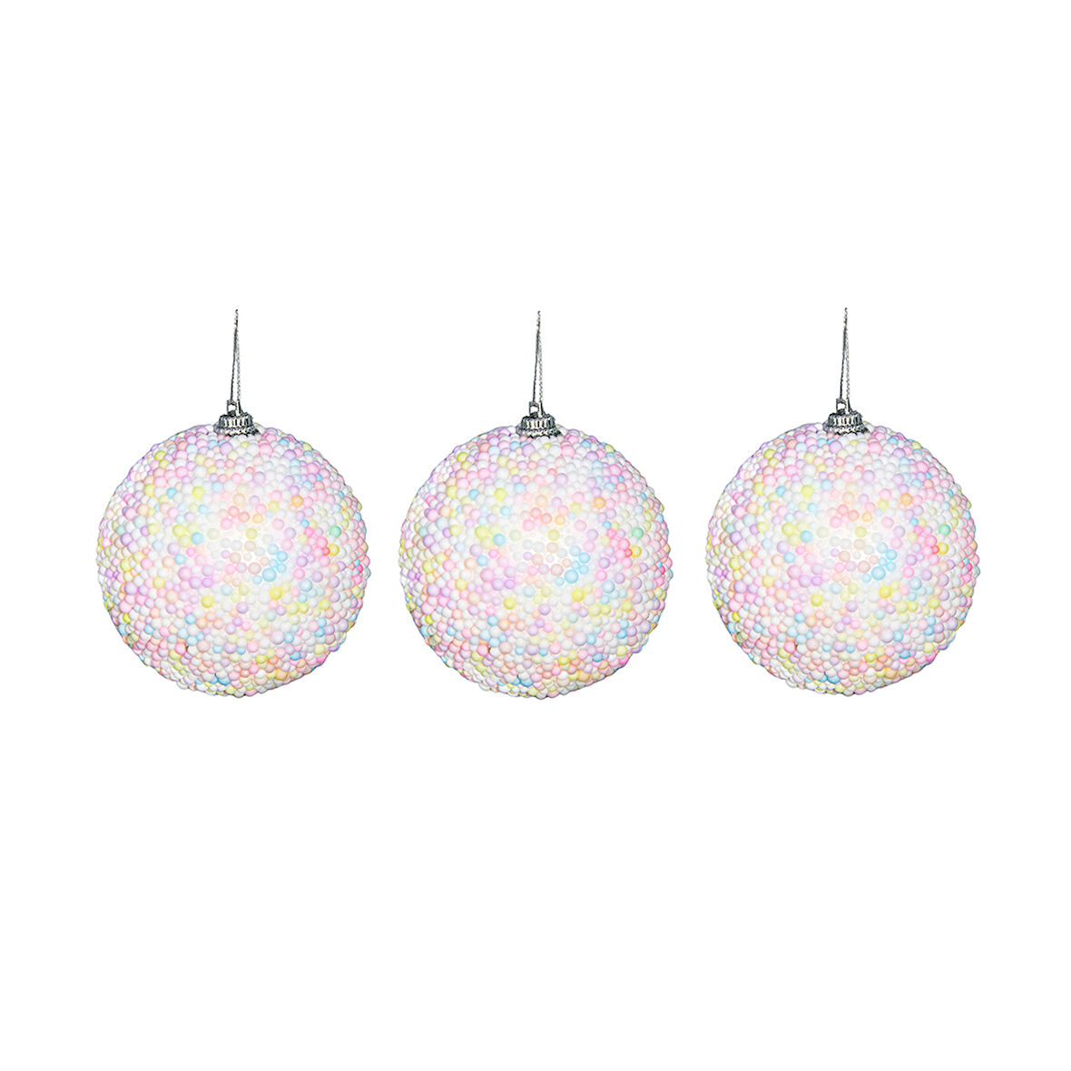 Yılbaşı Süsü Renkli Şekerli 3'lü Top 8 cm