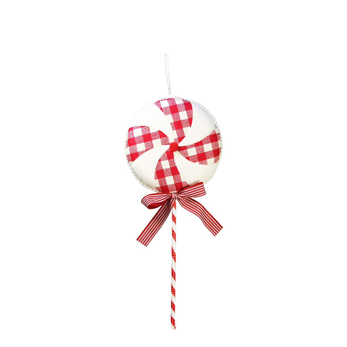 Yılbaşı Süsü Ekoseli Lolipop Şeker Kırmızı Beyaz 50 cm