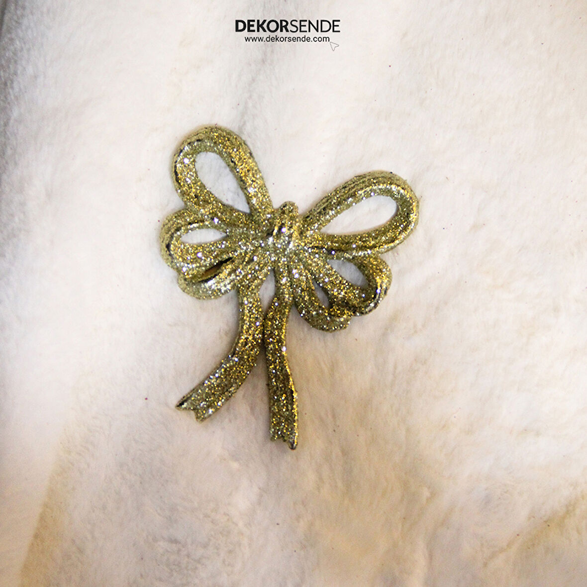 Yılbaşı Süsü Simli Kurdele Altın Gold 16 cm