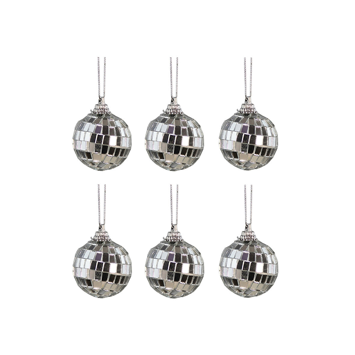 Yılbaşı Süsü Disko Topu Gümüş 6'lı 4 cm