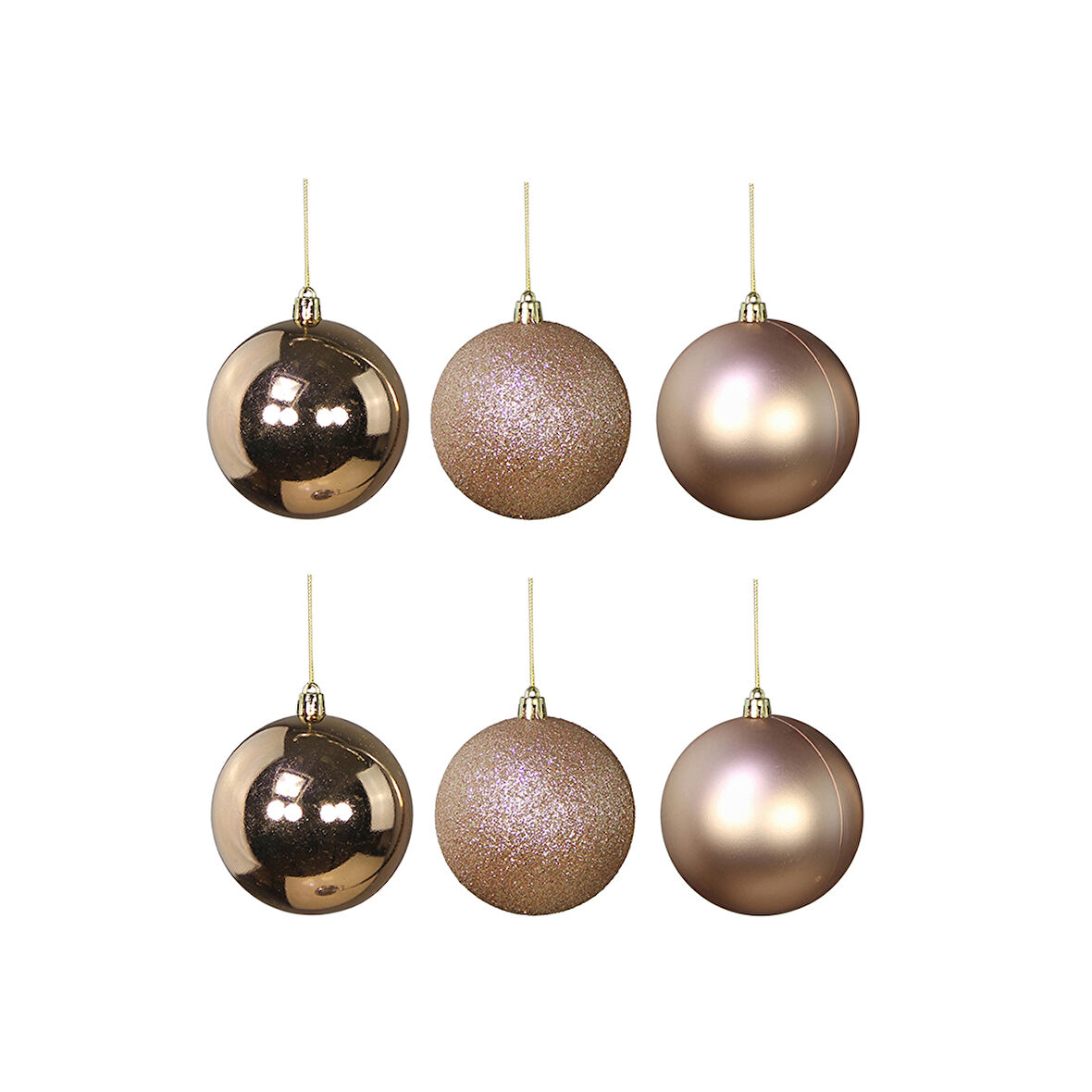 Yılbaşı Süsü 6'lı Top Bronz 8 cm