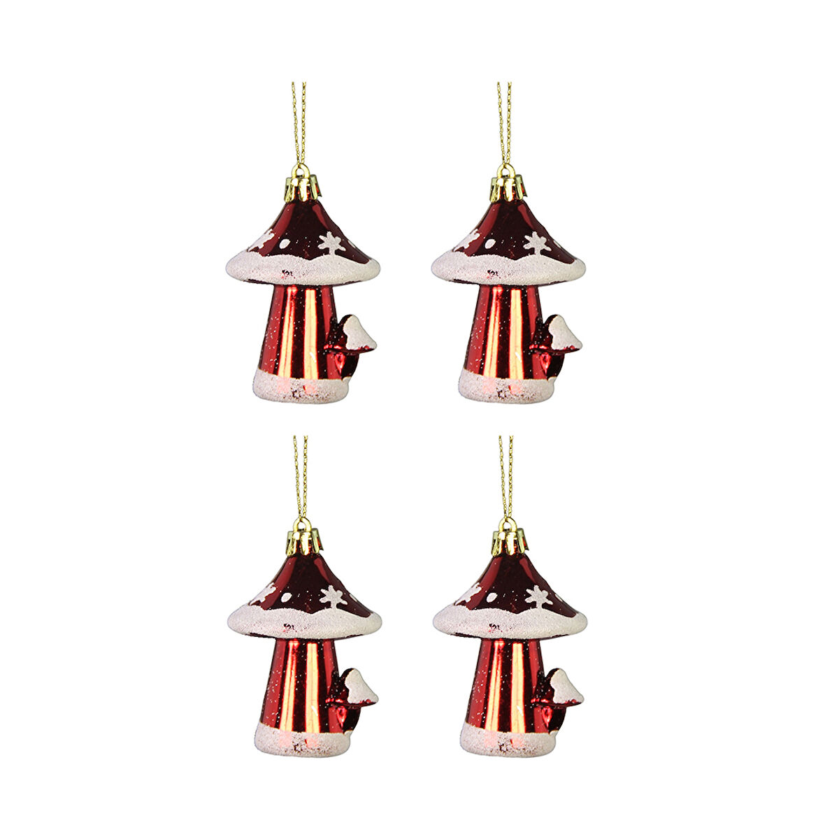 Yılbaşı Süsü 4'lü Mantar Kırmızı 10 cm