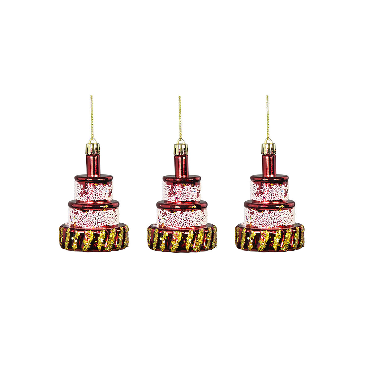 Yılbaşı Süsü 3'lü Pasta Kırmızı 8 cm