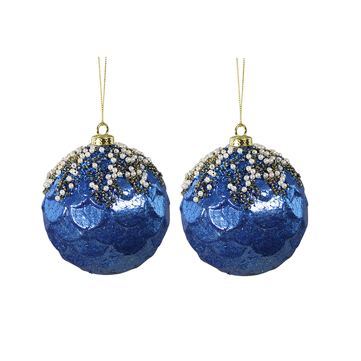 Yılbaşı Süsü Balık Pullu Lacivert 2'li Top 10 cm