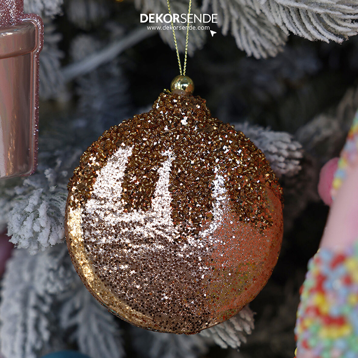 Yılbaşı Süsü Pullu Yuvarlak Süs Bronz 10 cm