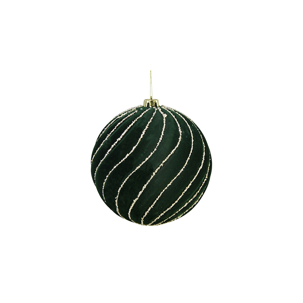 Yılbaşı Süsü Dalgalı Kadife Top Yeşil 20 cm