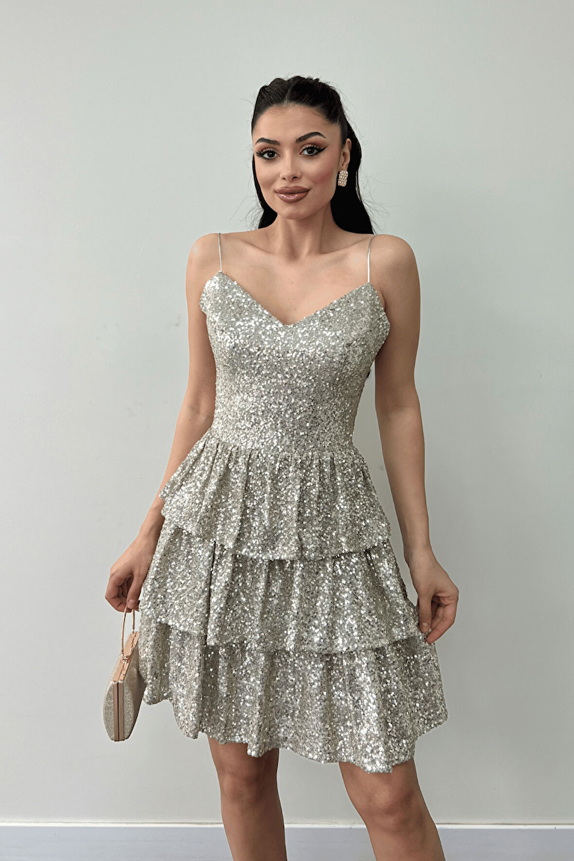 Pul Payet Kat Kat Mini Elbise - GOLD