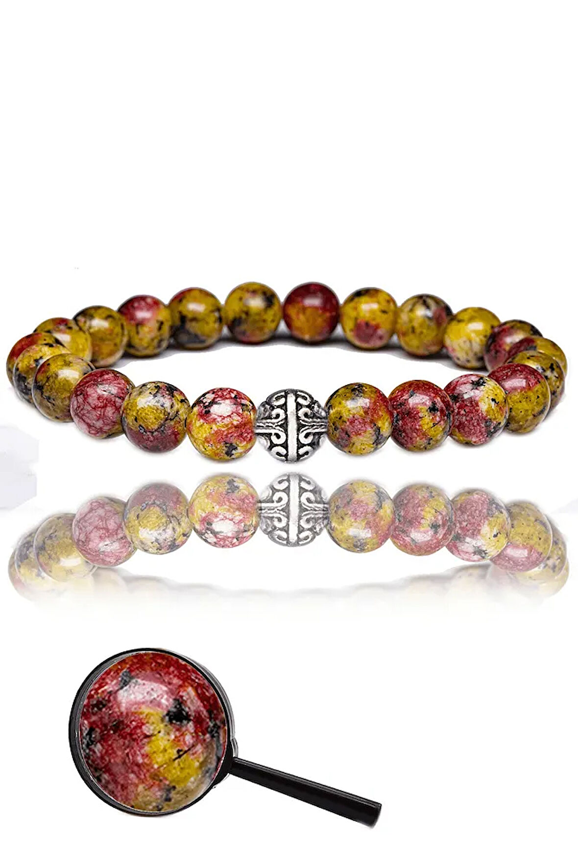 Sertifikalı Hardal Kırmızı Kuvars Taşı Bileklik - Gümüş Aparatlı