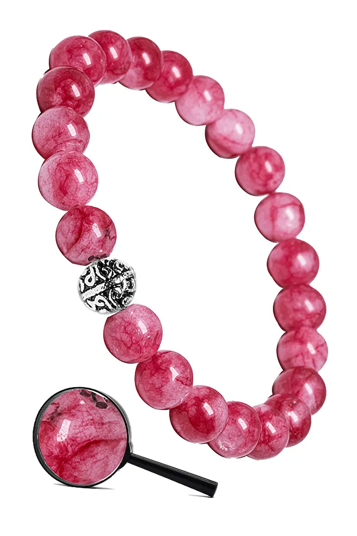 Sertifikalı Gümüş Aparatlı Doğal Çilek Kuvars Taşı Bileklik