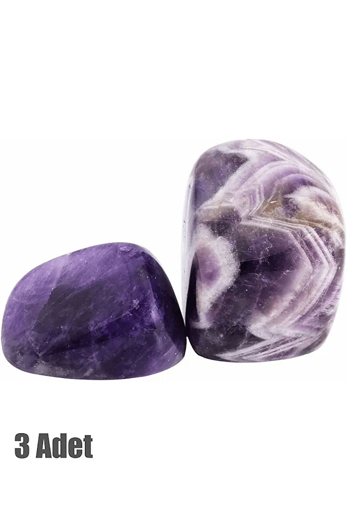 Sertifikalı Tamburlanmış Doğal Ametist Taşı Kütle (3 Adet)
