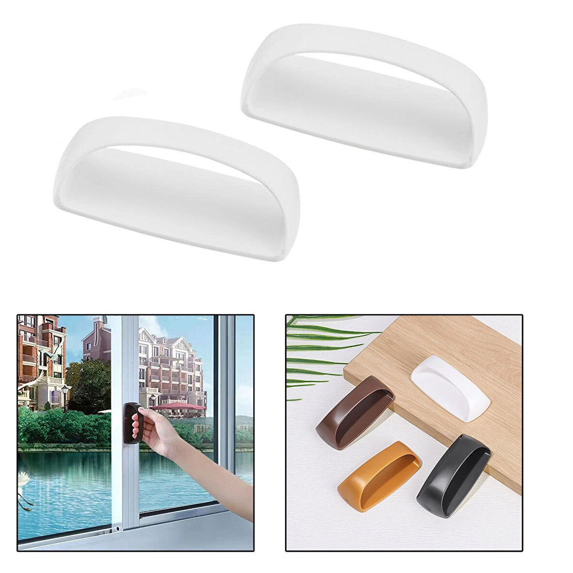 Microcase Plastik Yapışkanlı Sürgülü Pencere Çekmece Kapı Kolu Tutacağı - BEYAZ AL4834 2 Adet