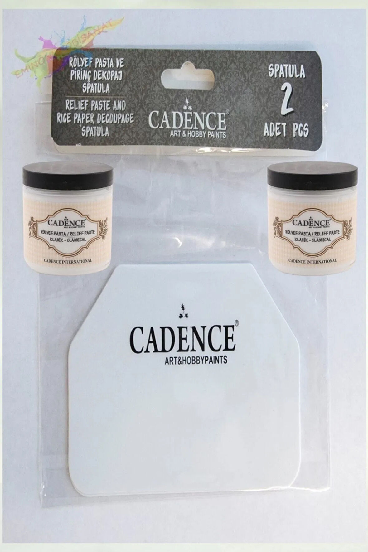 Eminönühobisanat Cadence 500ml. Klasik Rölyef Pasta + 2'li Plastik Spatula Set