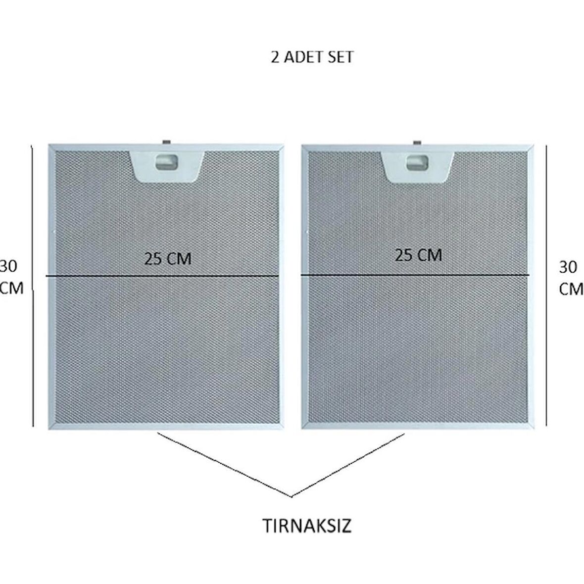 Bosch-Beko-Arçelik-Siemens-Vestel Aspiratör Yağ Filtresi 2 Adet Tırnaksız 25X30 cm