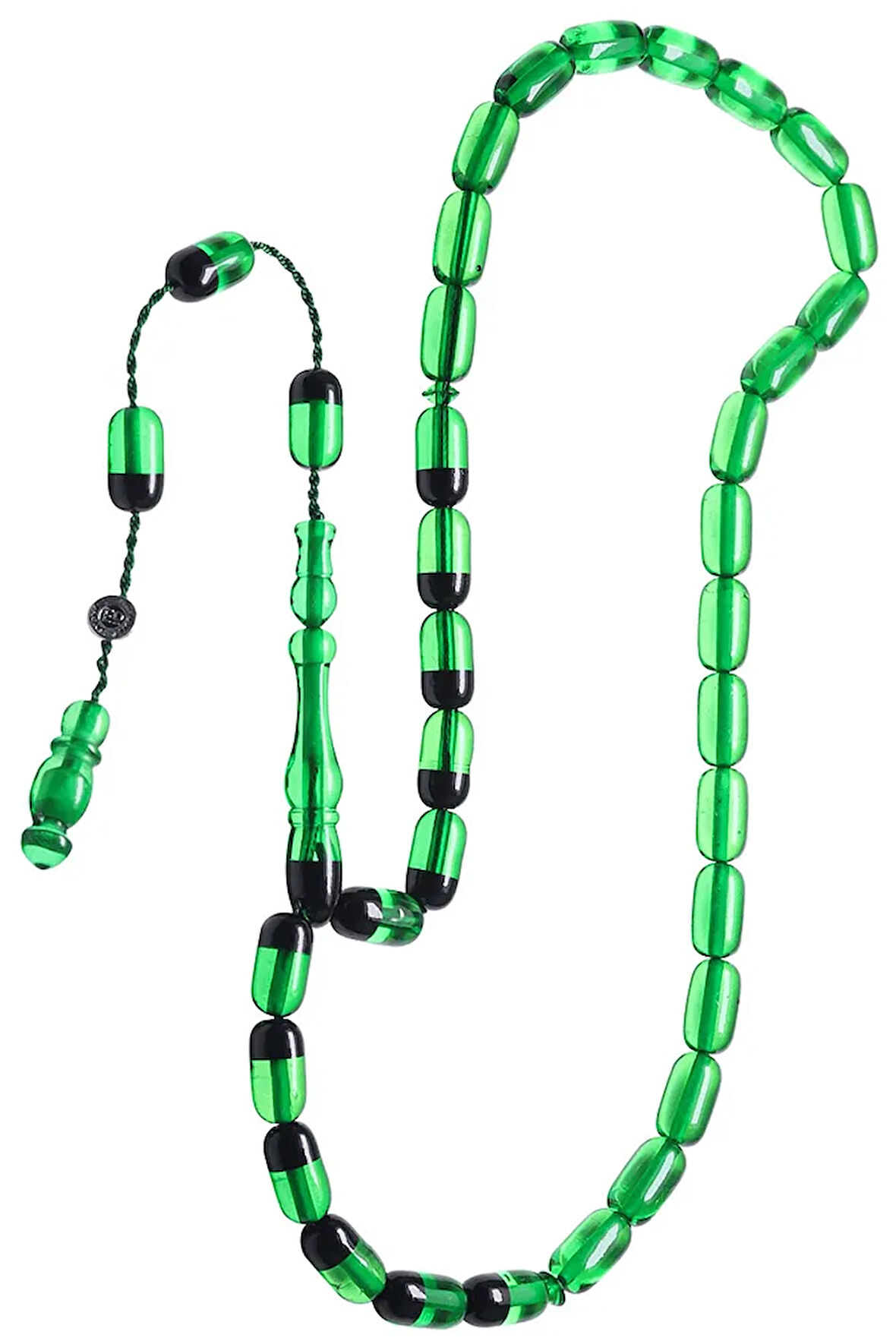 Sertifikalı Imzalı Yeşil Siyah Ateş Kehribar Tesbih