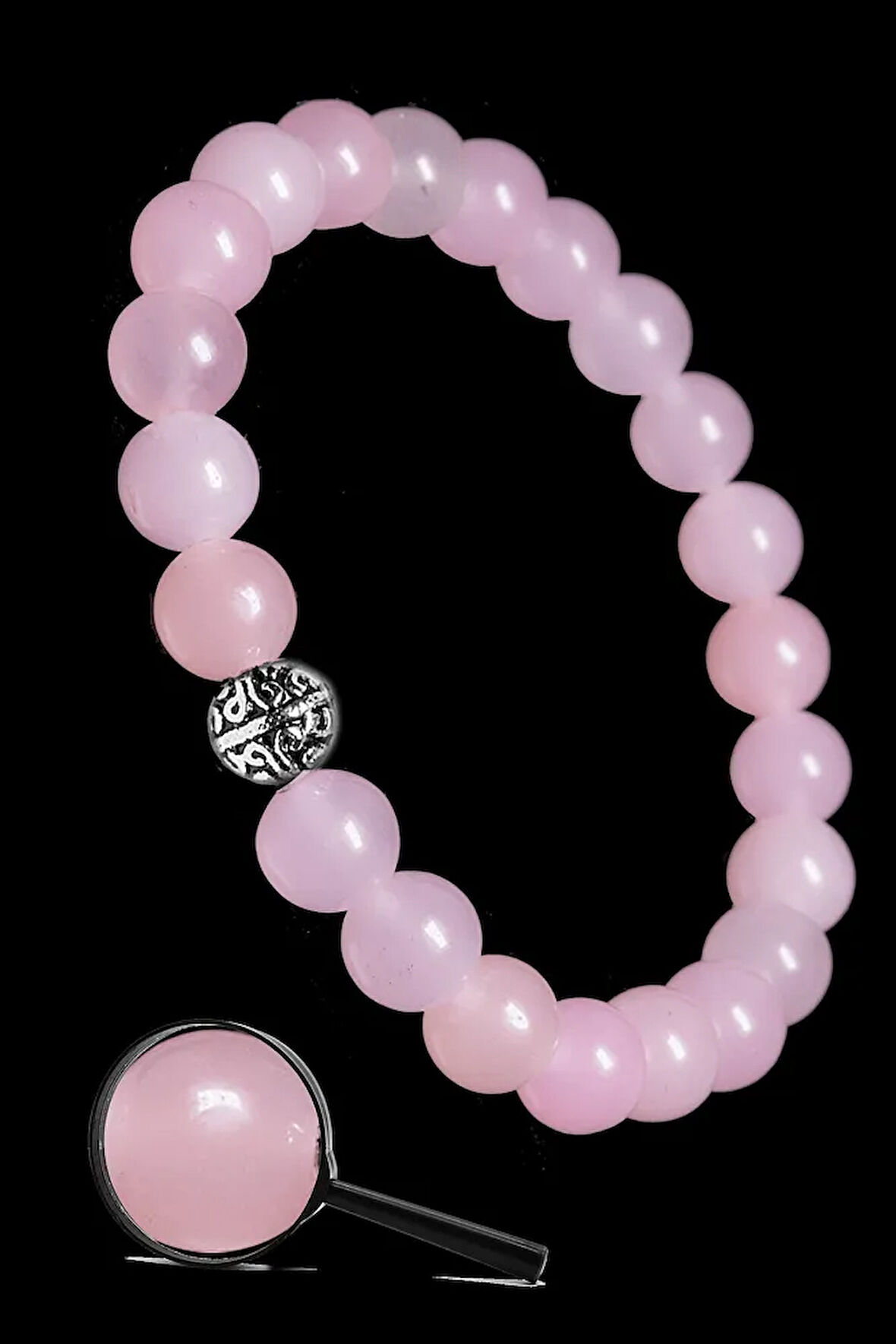 Sertifikalı Gümüş Aparatlı Doğal Pembe Kuvars Taşı Bileklik