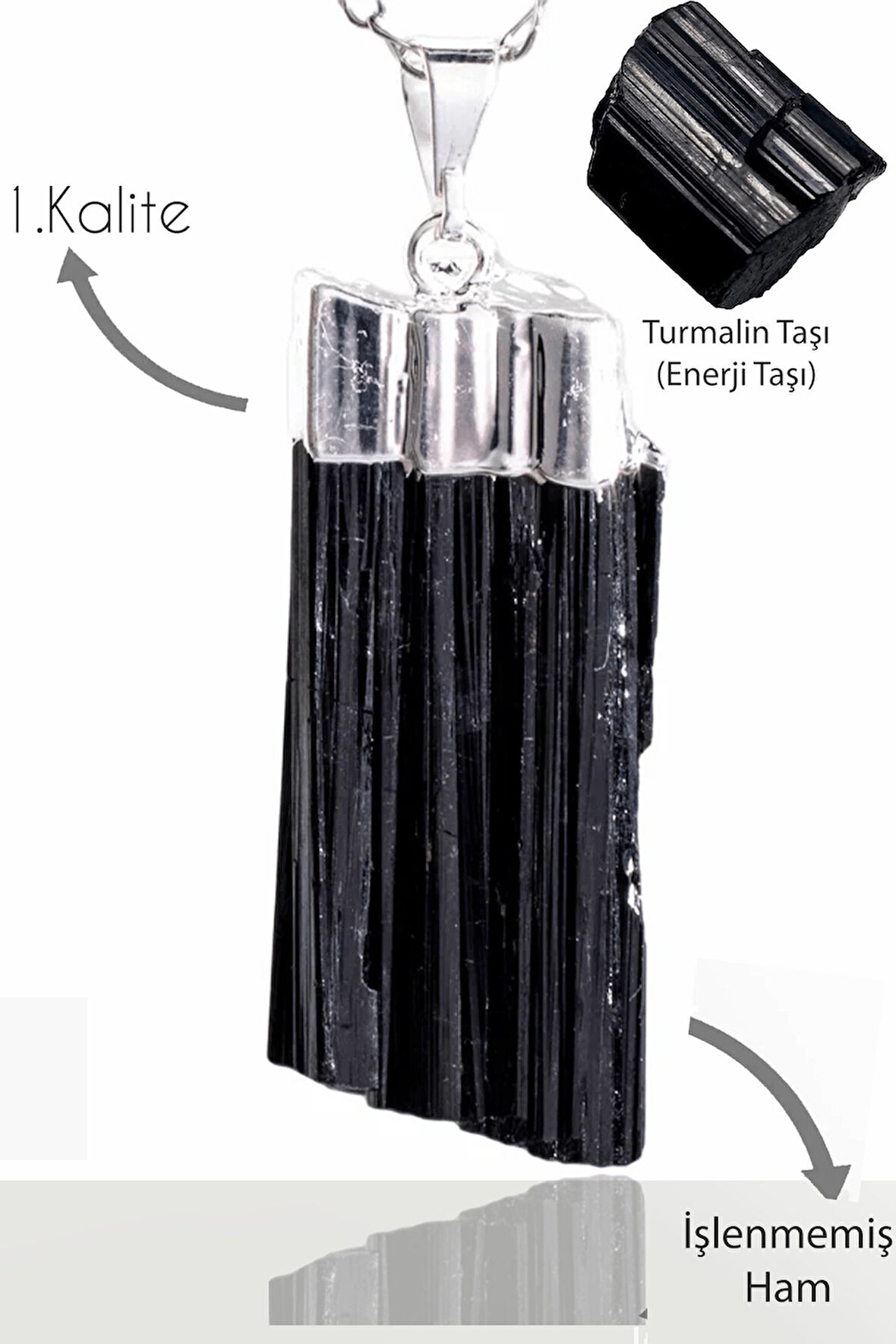 Sertifikalı Ham Işlenmemiş Doğal Turmalin Taşı Kolye