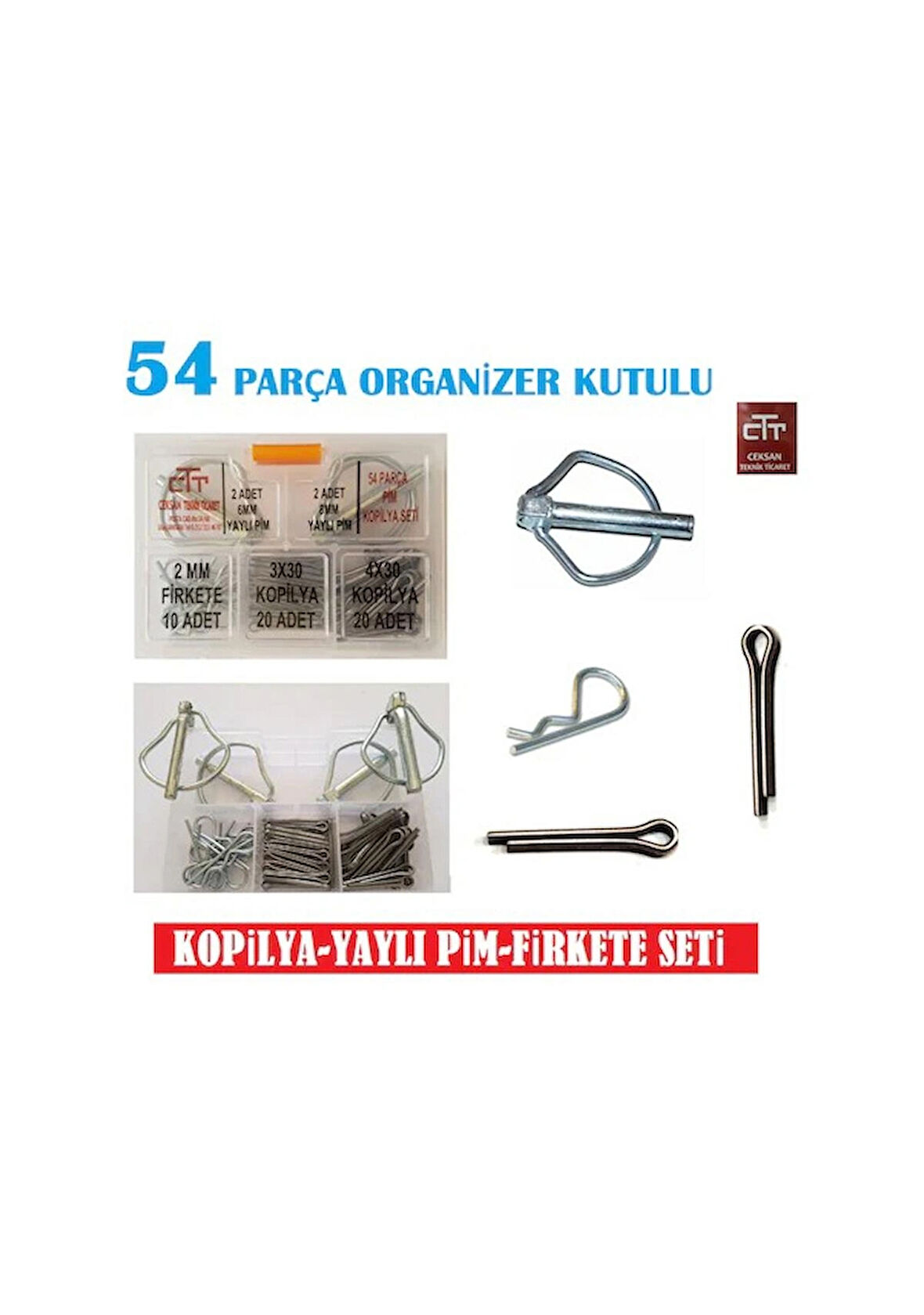 Kopilya-Yaylı Pim-Firkete Seti 54 Parça