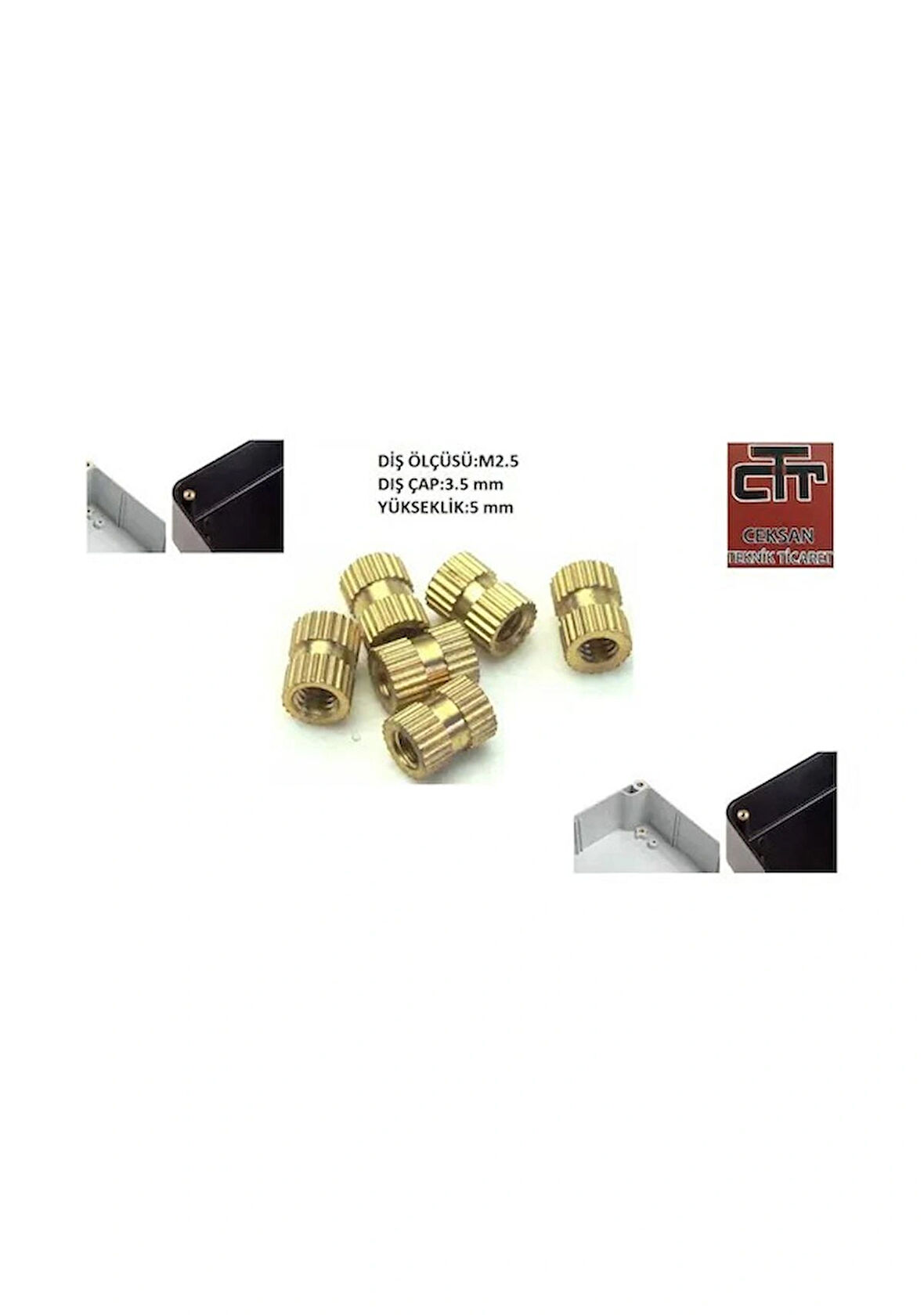 M2.5 Insert Somun - Iç Somun - Pirinç Somun 50 Adet