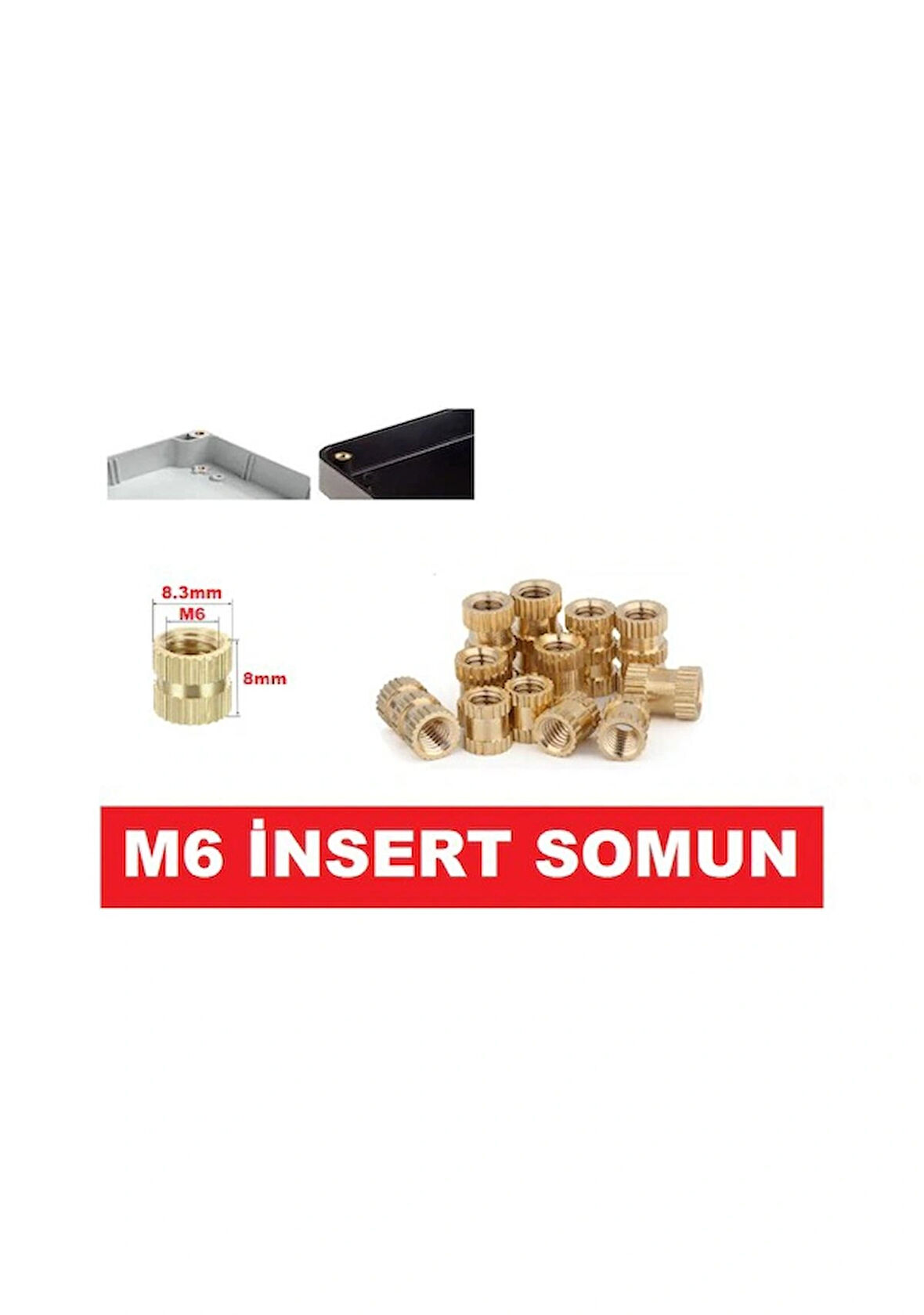 Insert M6 Çakma Somun-Iç Somun- Prinç Somun 100 Adet
