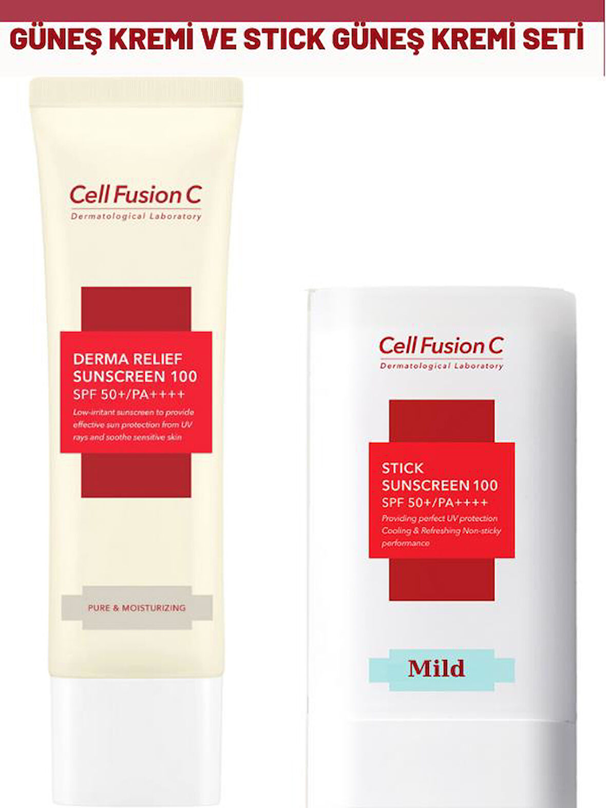 Cell Fusion C Derma Relief 100 Spf 50 /pa Çocuklar Ve Yetişkinler Için Güneş Kremi ve Stick Güneş Kremi 19 G