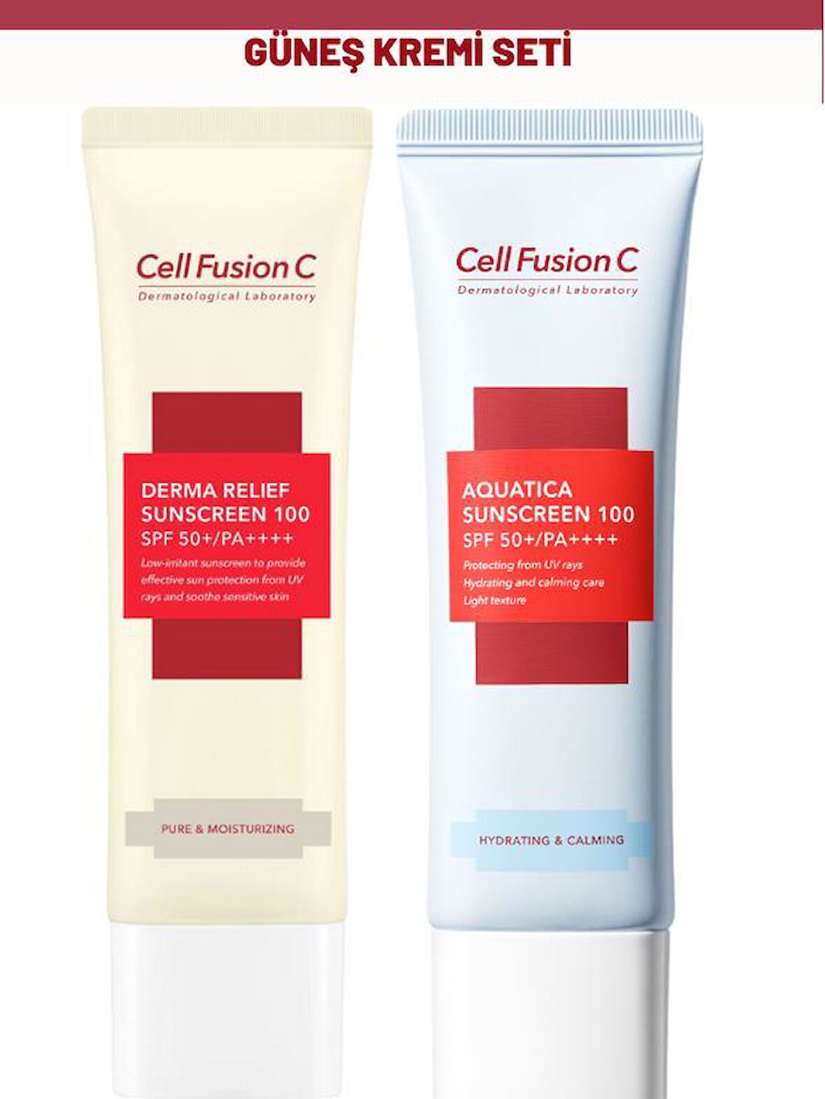 Cell Fusion C Derma Relief 100 Spf 50 /pa Çocuklar Ve Yetişkinler Için Güneş Kremi ve Aquatica Nemlendirici Güneş Kremi