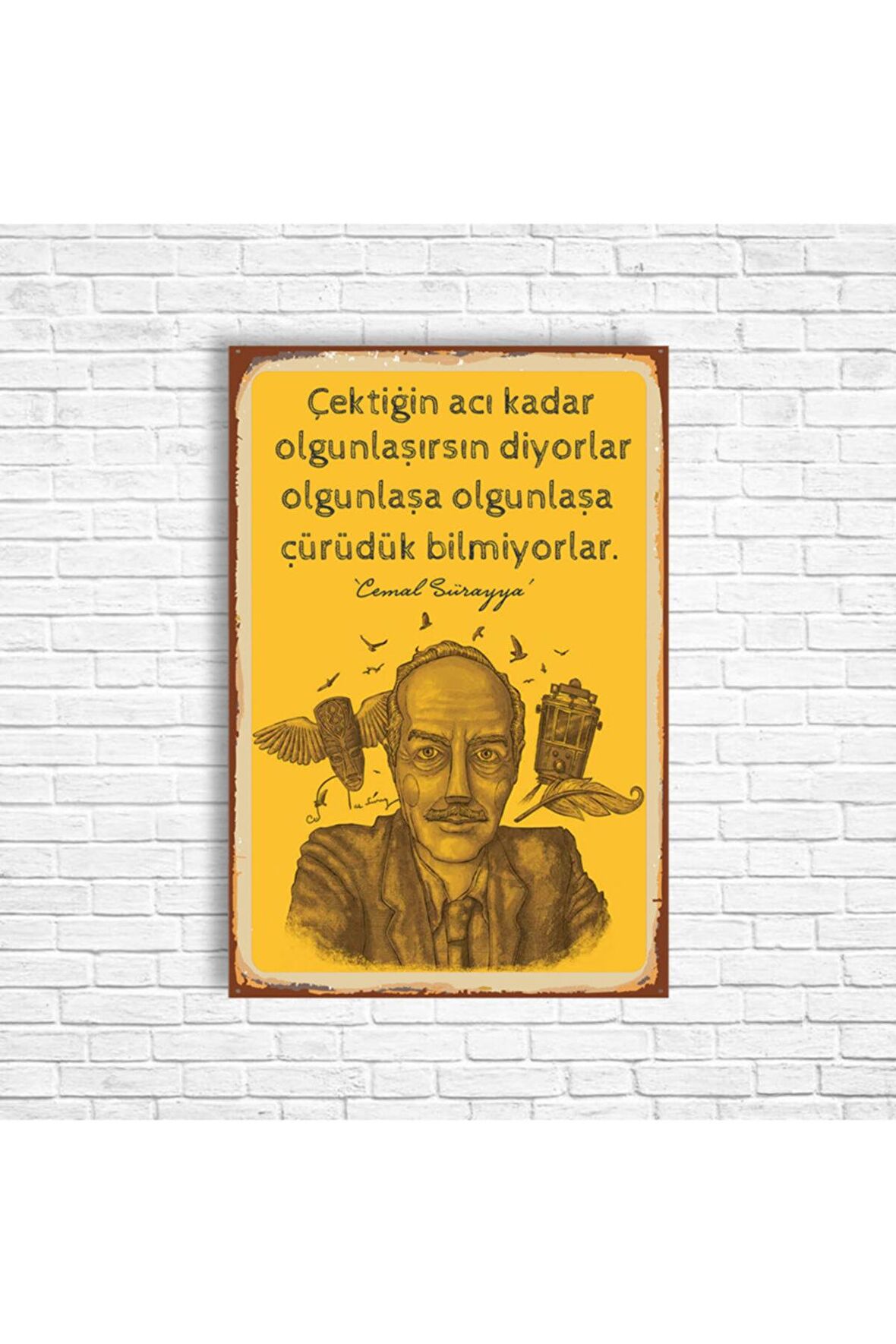 Cemal Süreya Retro Ahşap Poster