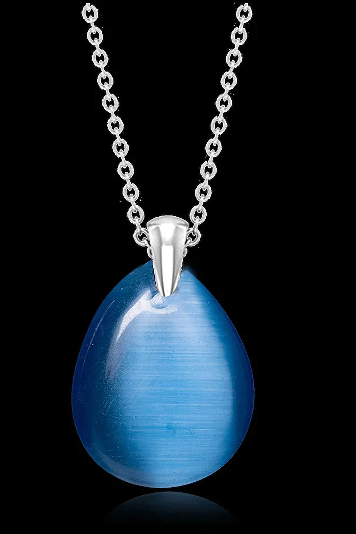 Sertifikalı Fasetli Açık Mavi Akik Taşı Kolye - Aaa Kalite