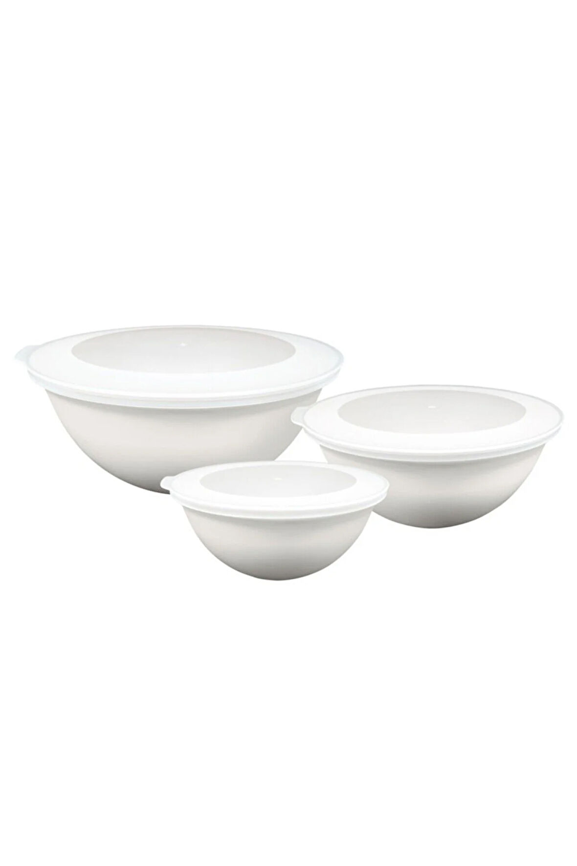 Ceronni Lunar Kapaklı Kase 3Lü Set 3Lt 2Lt 1Lt Beyaz