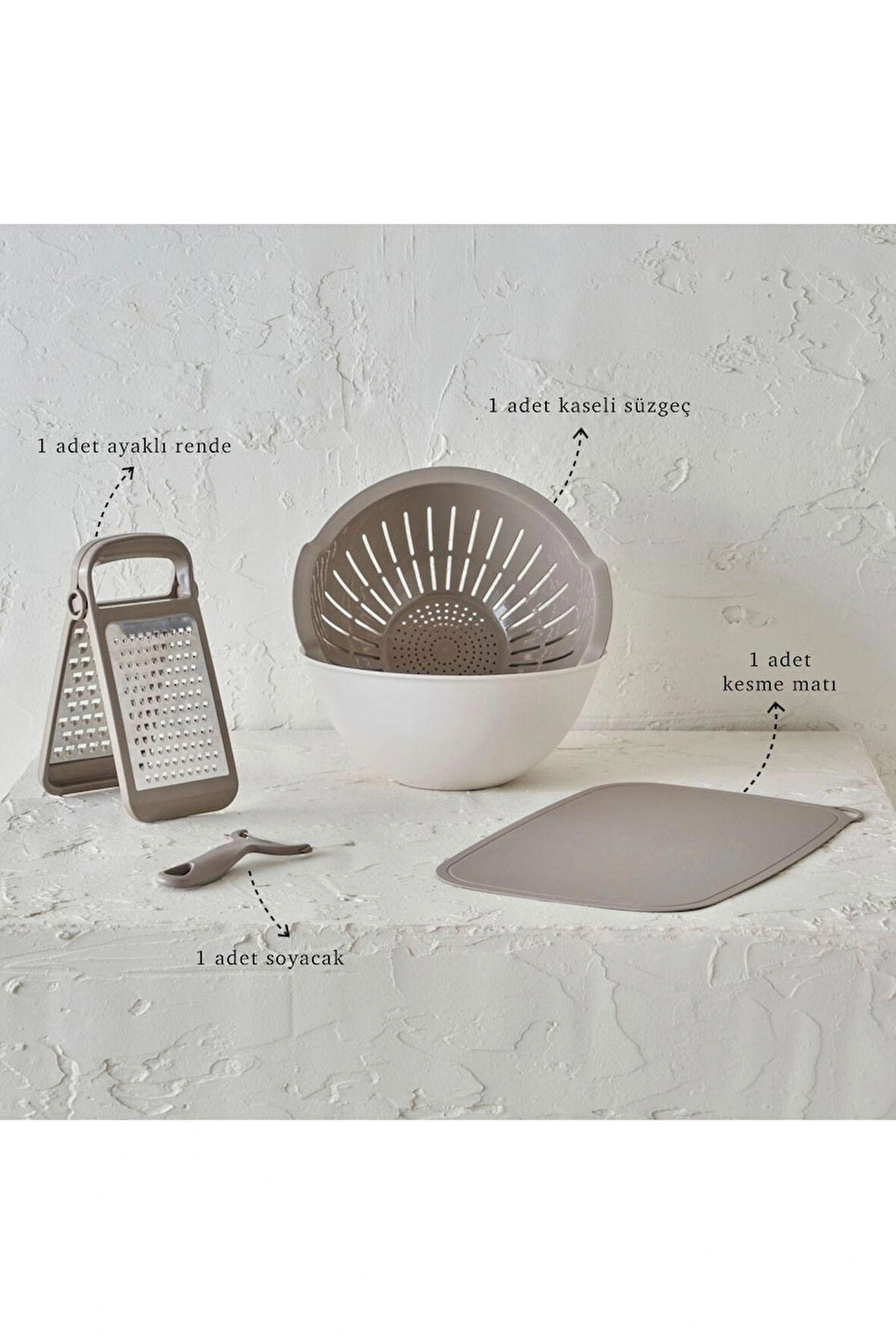 Ceronni Handle Mutfak Seti Bej