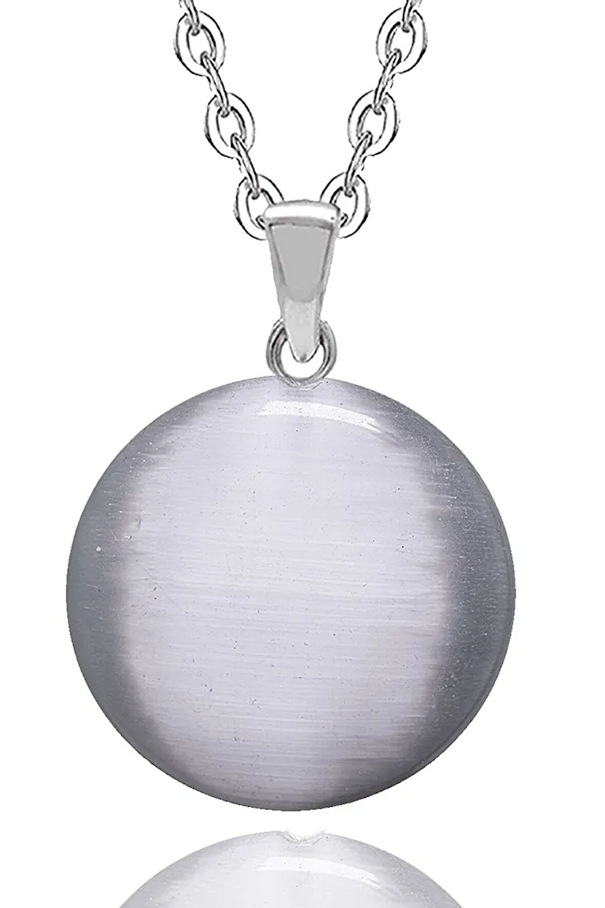 Sertifikalı Yuvarlak Doğal Gri Akik Taşı Kolye