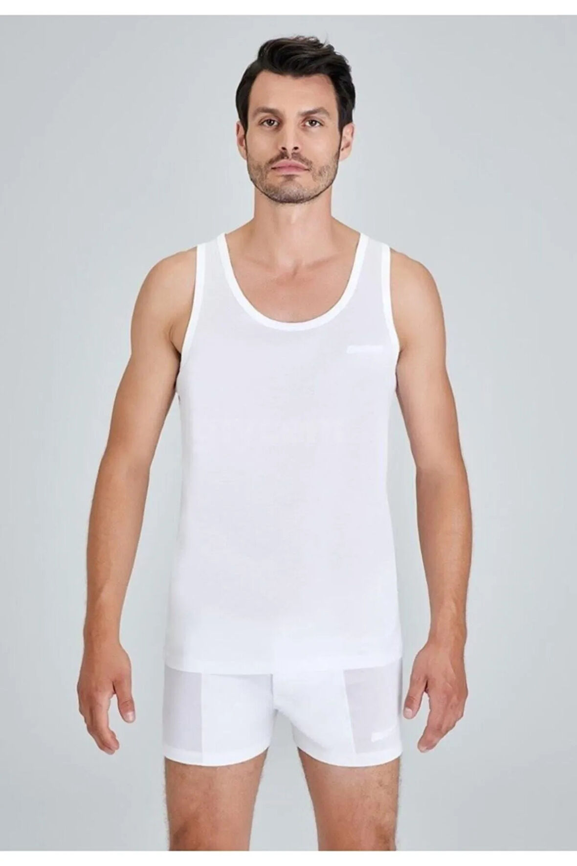 Erkek Beyaz Elite Merserize Atlet