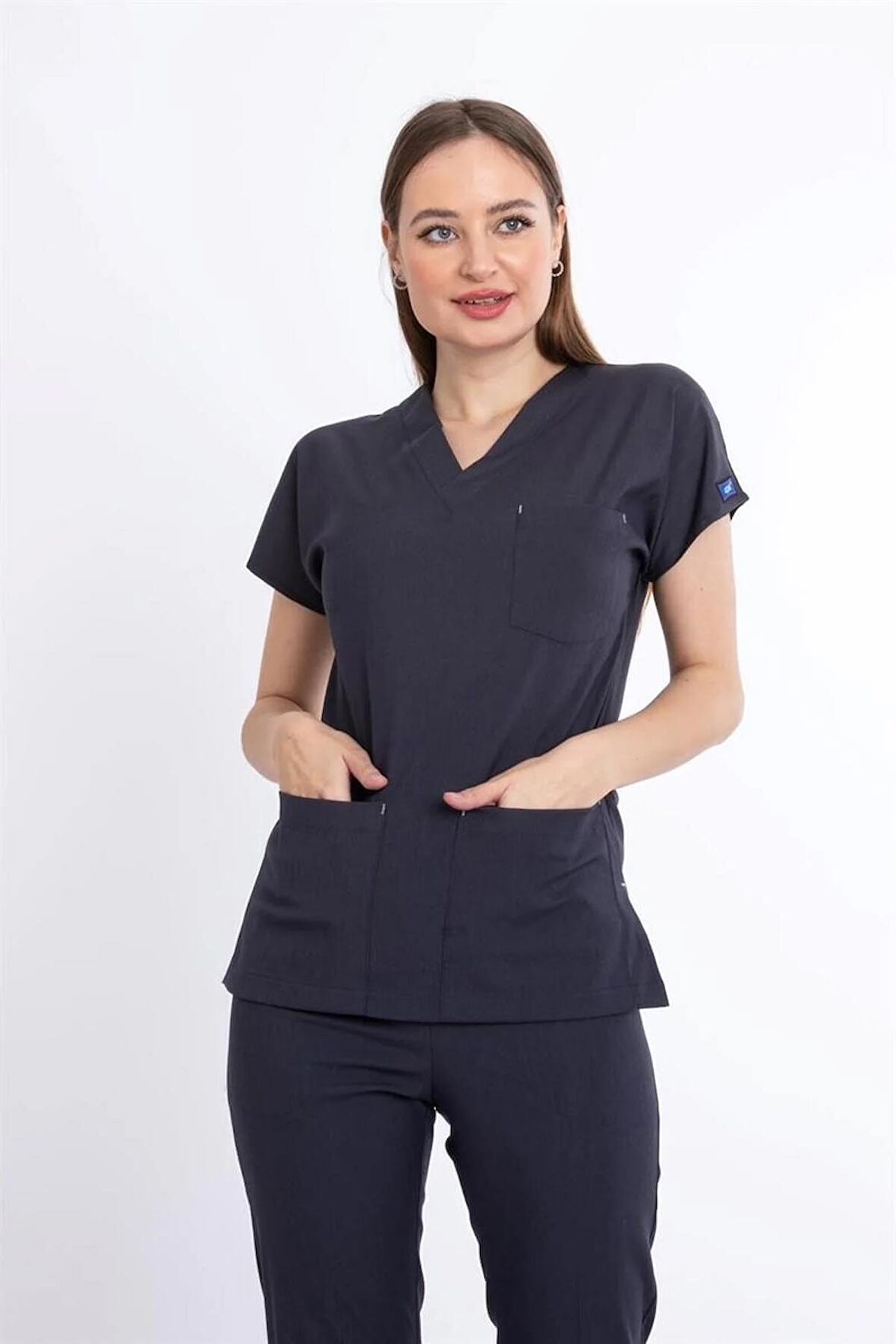 UÇAK MEDİKAL ANTRASİT GRİ CORE-FLEX KADIN LİKRALI CERRAHİ TAKIM-DOKTOR HEMŞİRE