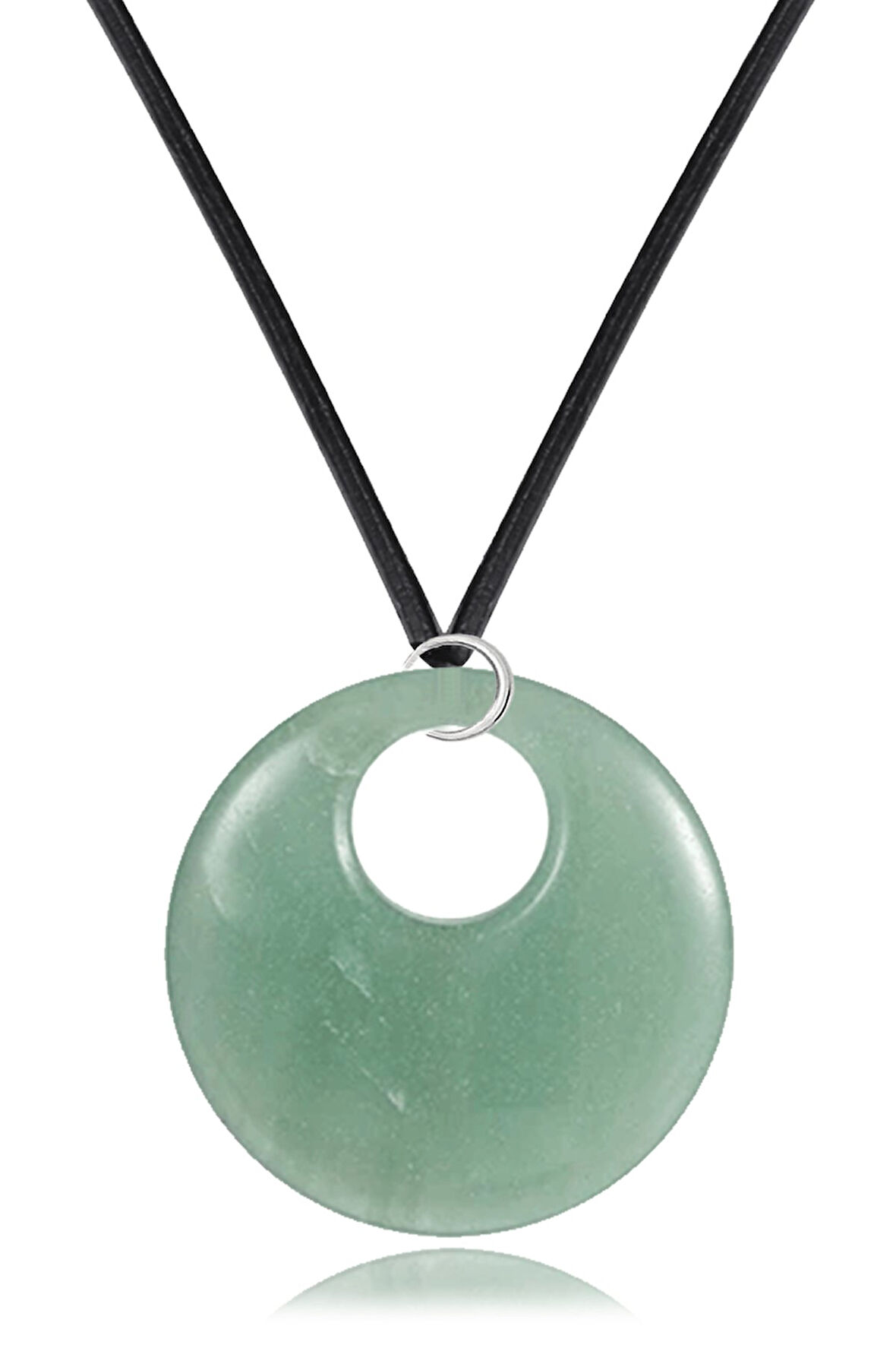 Sertifikalı Deri İpli Doğal Aventurin Taşı Kolye