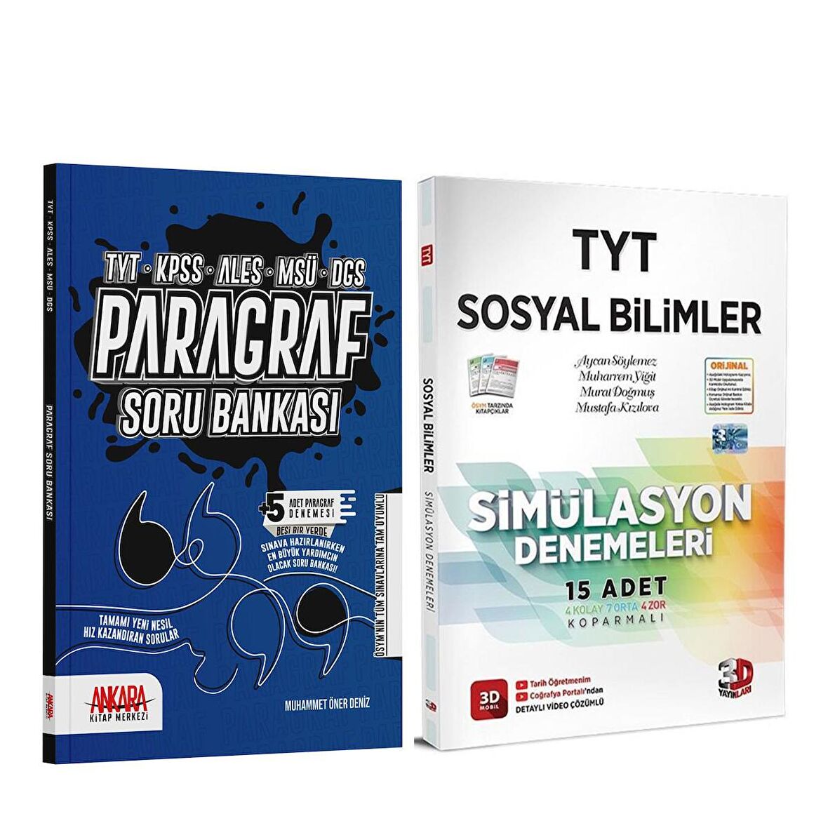 3D TYT Sosyal Bilimler Deneme ve AKM Paragraf Soru Bankası Seti 2 Kitap