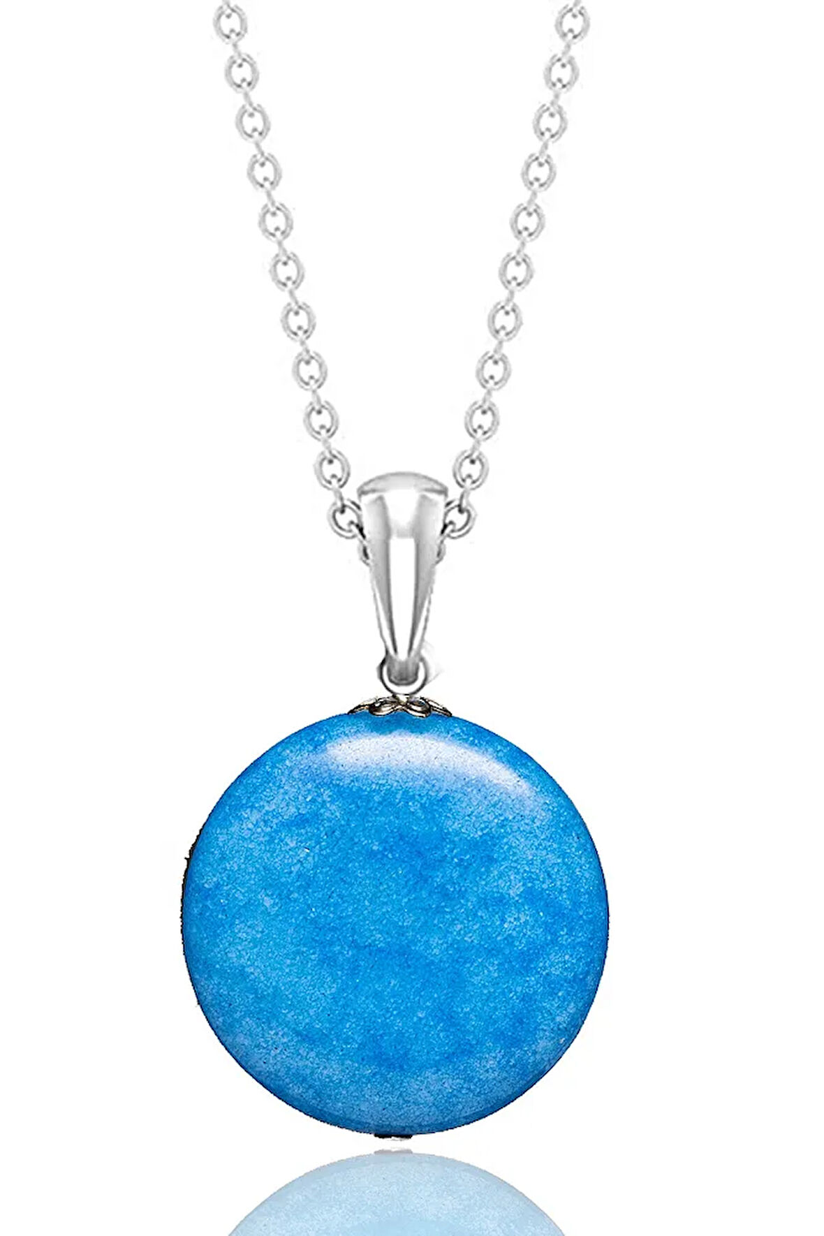 Sertifikalı Mavi Akik Taşı Kolye - 1.kalite