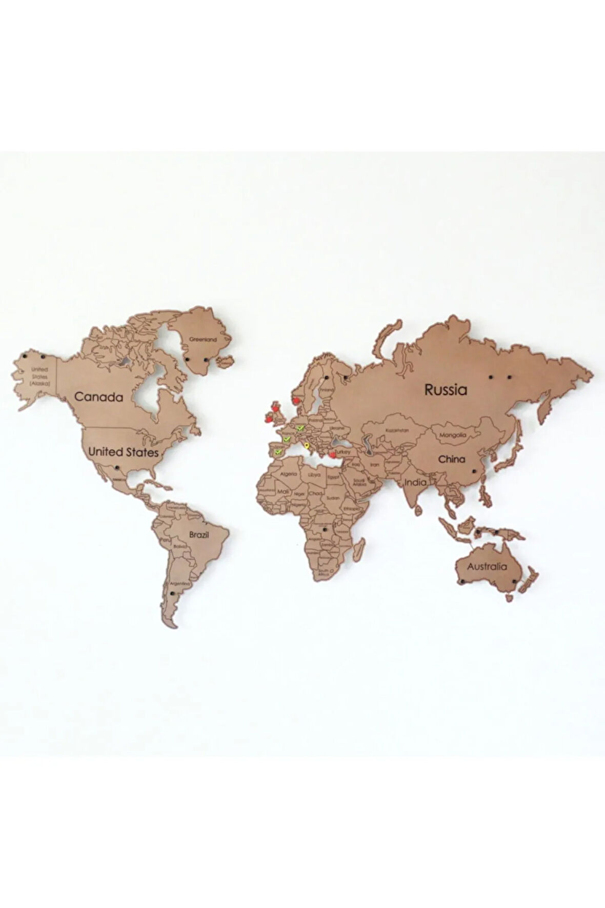 Metal Uv Baskılı Dünya Haritası Eng, Metal Duvar Dekoru, Gerçek Metal Dünya Haritası