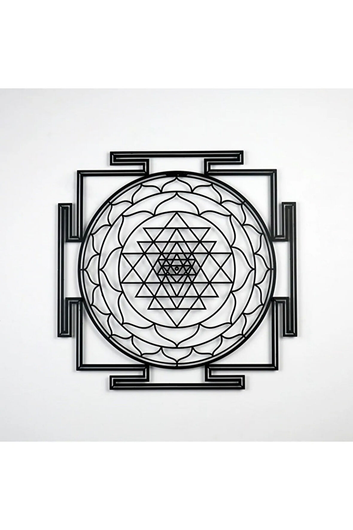 Sri Yantra Kutsal Geometri Metal Duvar Dekoru