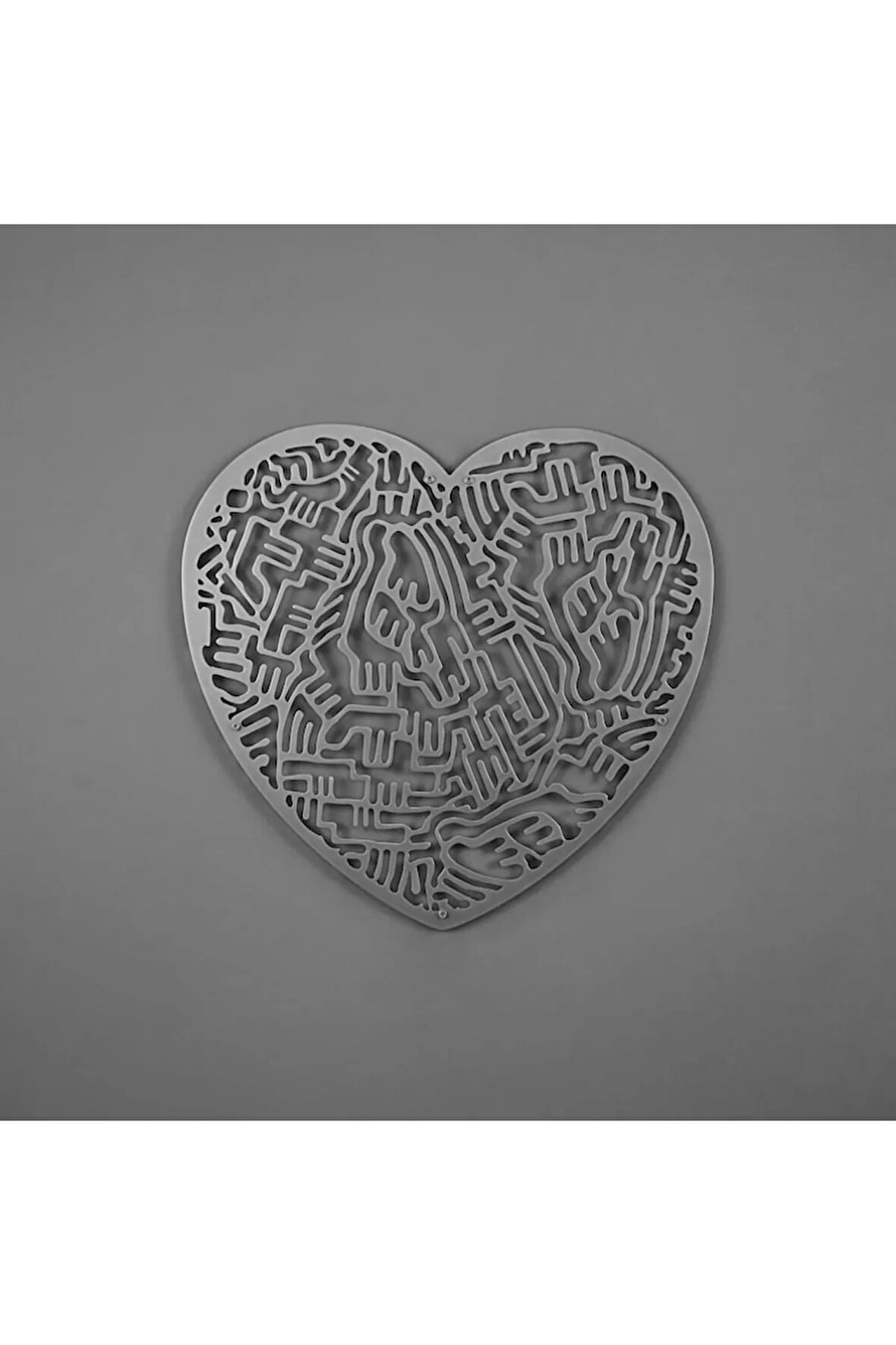 Labirent Kalp Metal Duvar Dekoru, Kalp Metal Duvar Dekoru