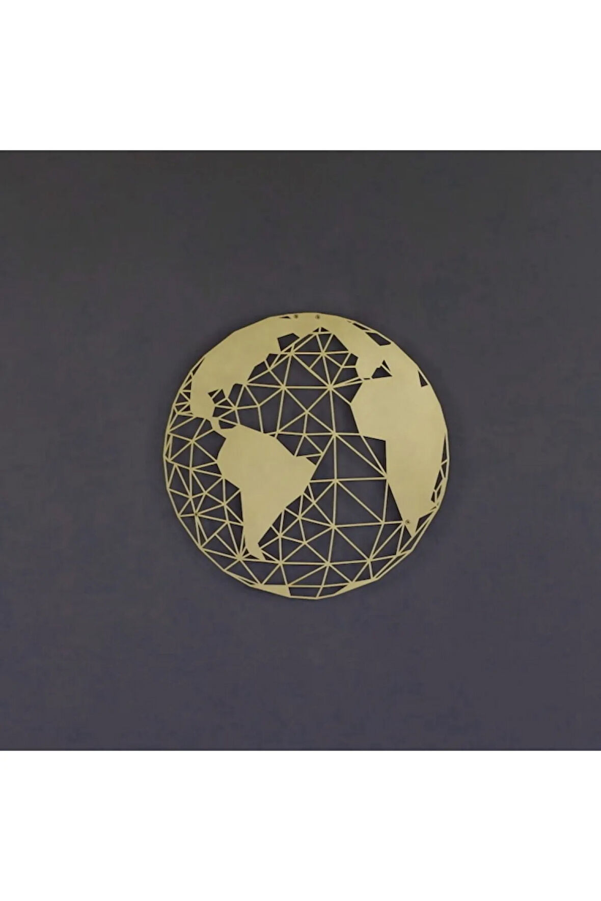 Çokgen Tarzı Dünya Haritası Metal Duvar Dekoru