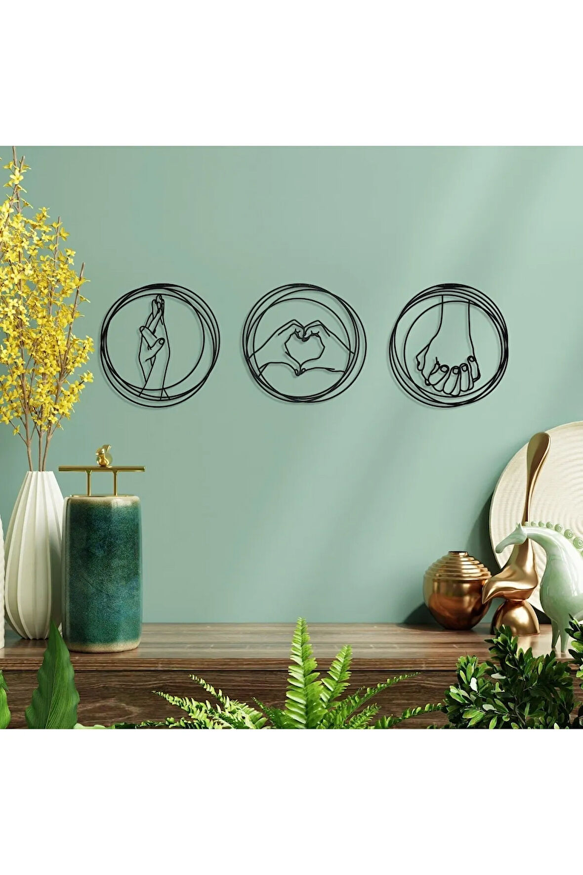 Üçlü Aşk Seti Metal Duvar Dekoru, 3'lü Set