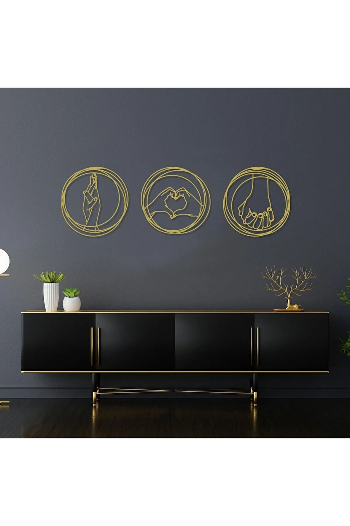 Üçlü Aşk Seti Metal Duvar Dekoru, 3'lü Set