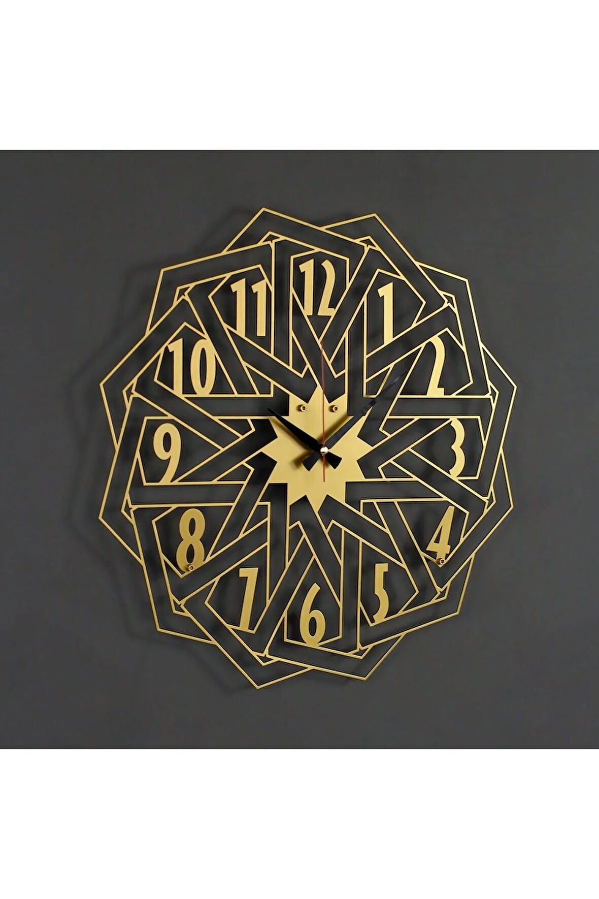 Geometrik Tasarımlı Metal Duvar Saati
