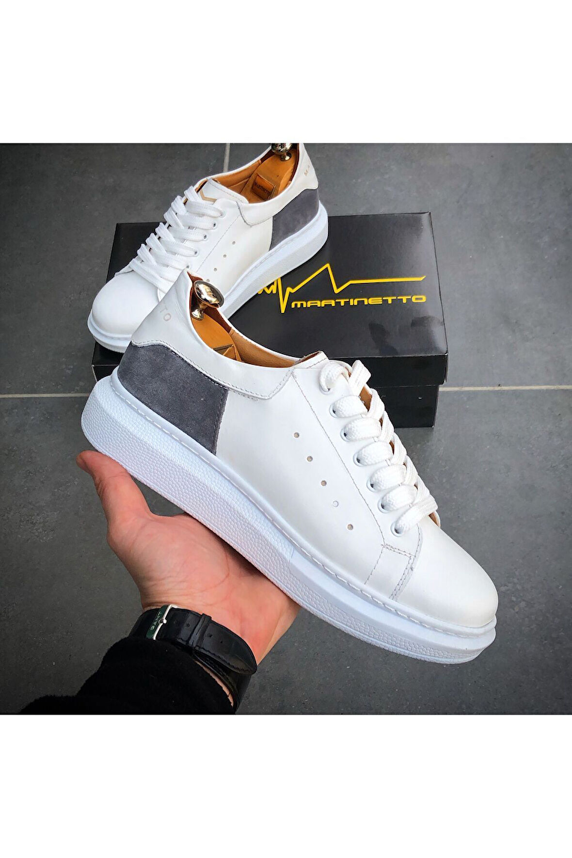 HAKİKİ DERİ YENİ SEZON RAHAT BEYAZ SNEAKER GÜNLÜK ERKEK AYAKKABI ÇG190324