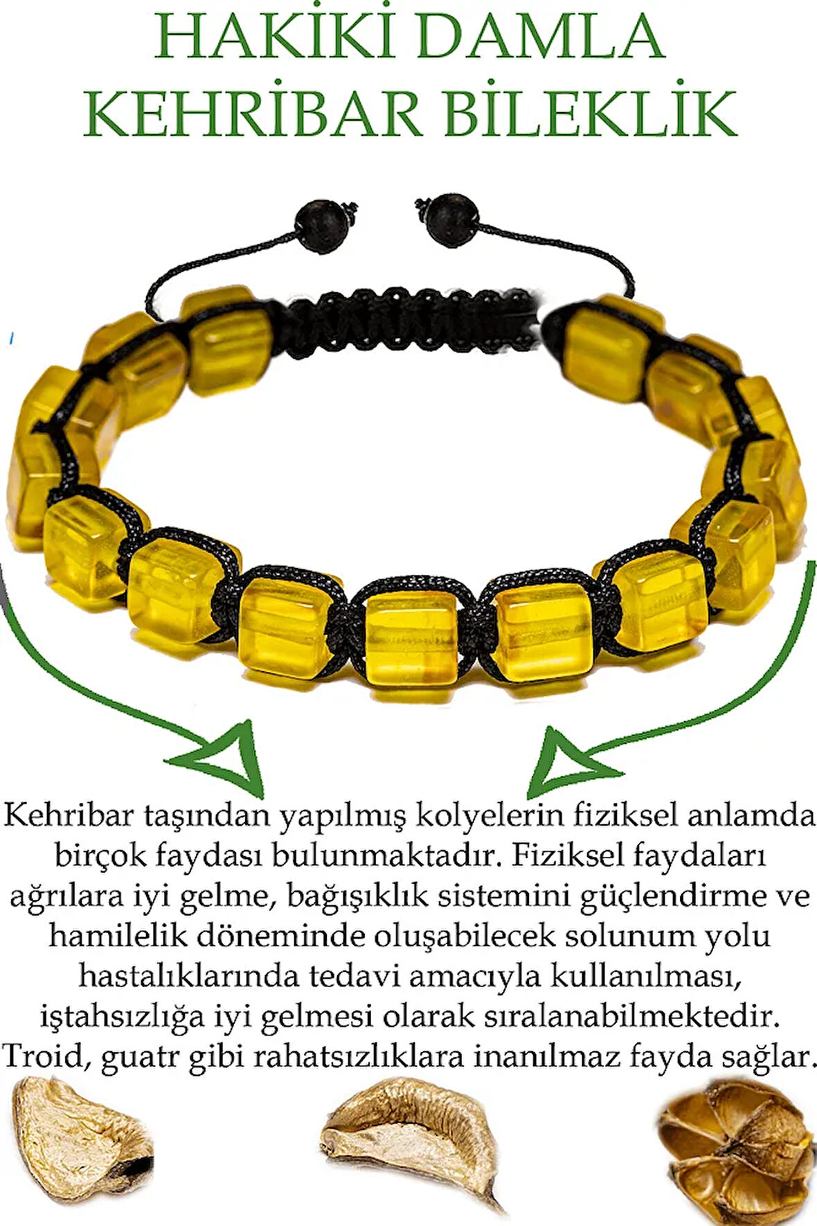 Üretici Sertifikalı Küp Kesim Şeffaf Doğal Damla Kehribar Bileklik